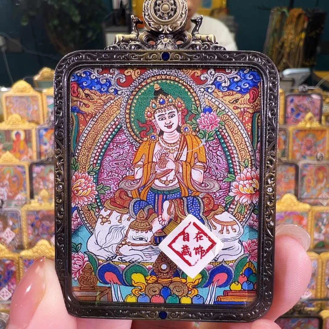 吊坠普贤热贡纯手绘唐卡