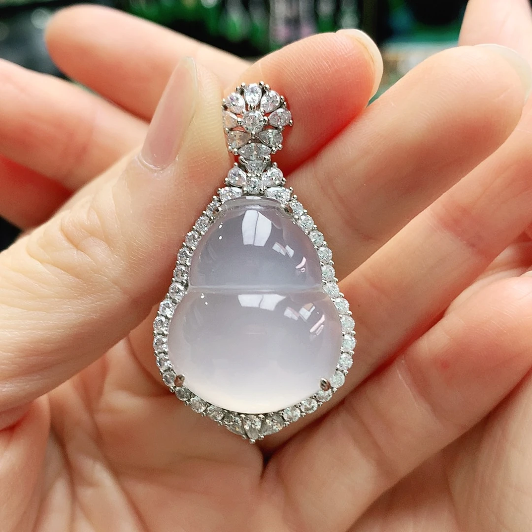 玛瑙/玉髓银S925镶嵌吊坠