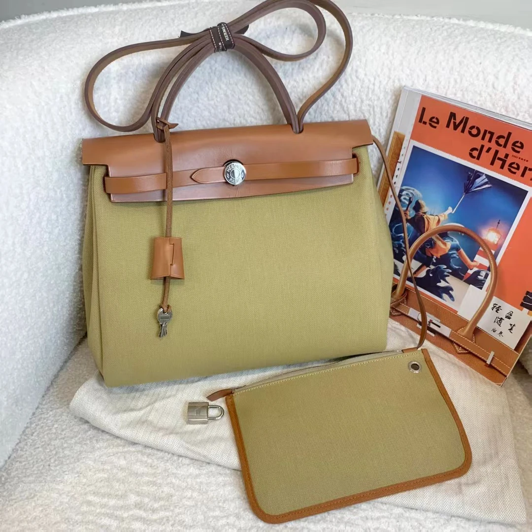 99新 Hermes/爱马仕 壹臻/豆蔻色银扣herbag31 y刻/82570012