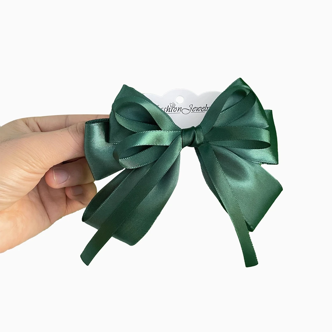 绿色蝴蝶结领结飘带甜美配饰森系仙美后脑勺马尾顶夹超仙发卡女