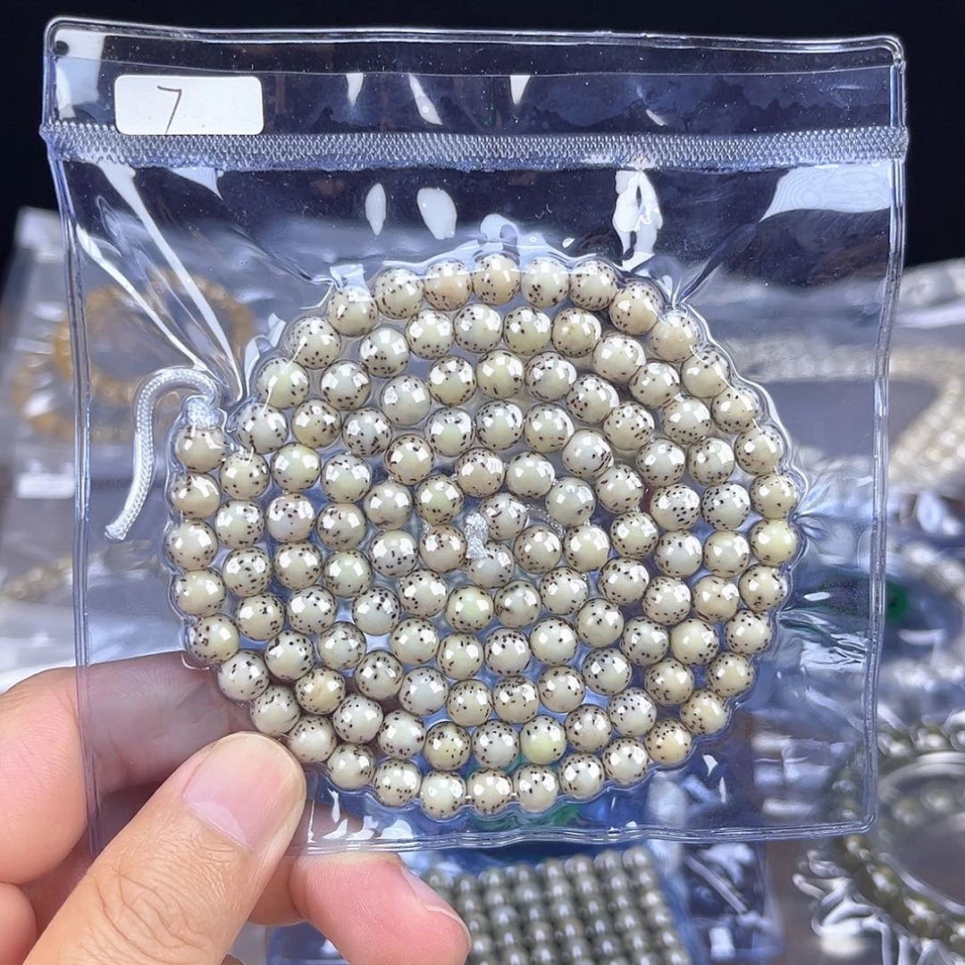 吊坠星月菩提糯冰石玉料河豚圆珠卡7