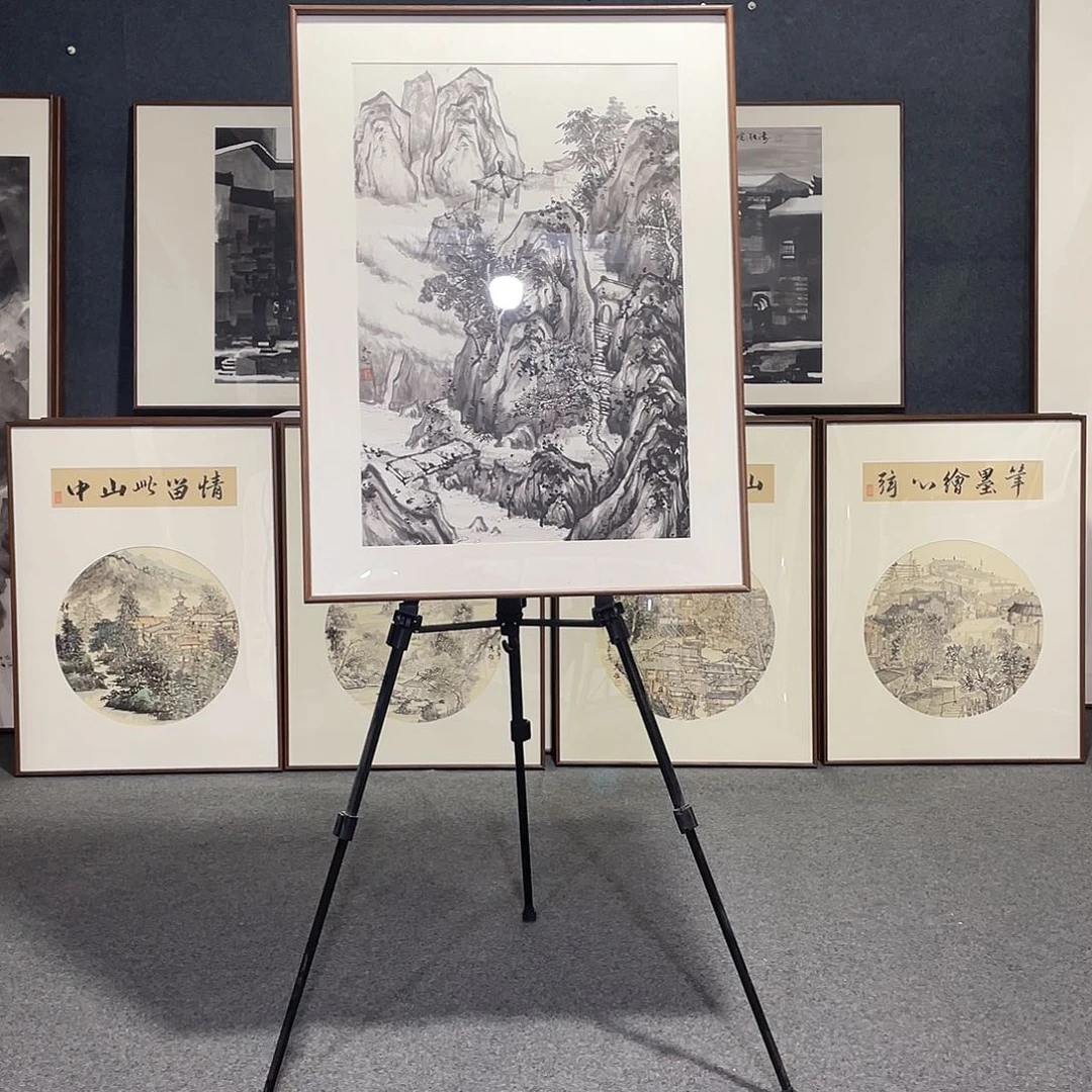 国画手绘画作品带框