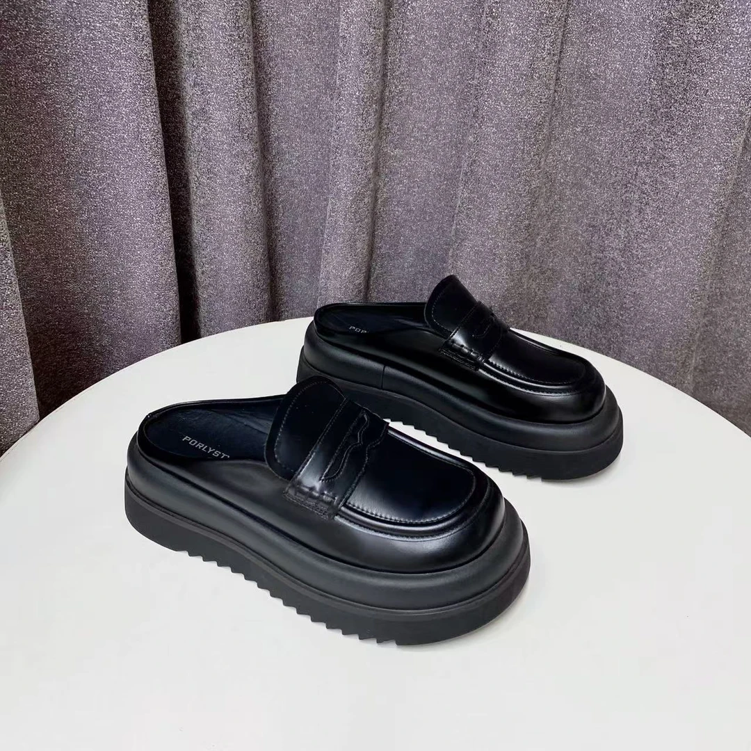 C6541   黑色  夏季时尚2025新款厚底包头时装拖鞋