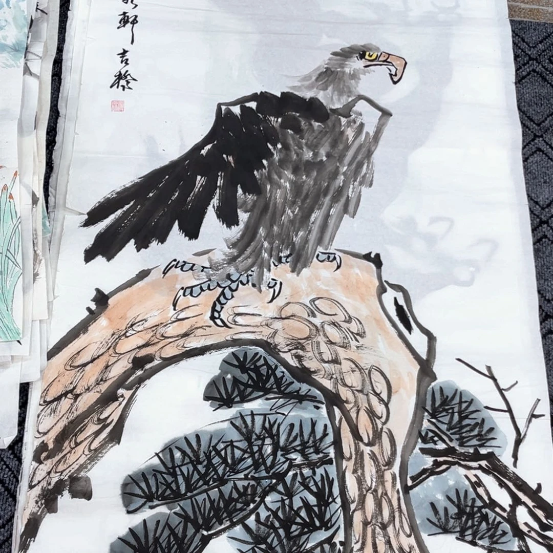 国画富**义老师四尺花鸟作品赵