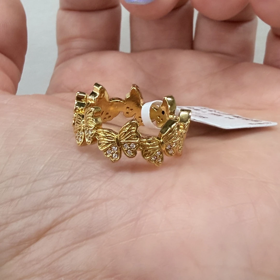 【金戒指】点钻蝴蝶戒指5G足金999精致百搭通勤送女友【688/188】