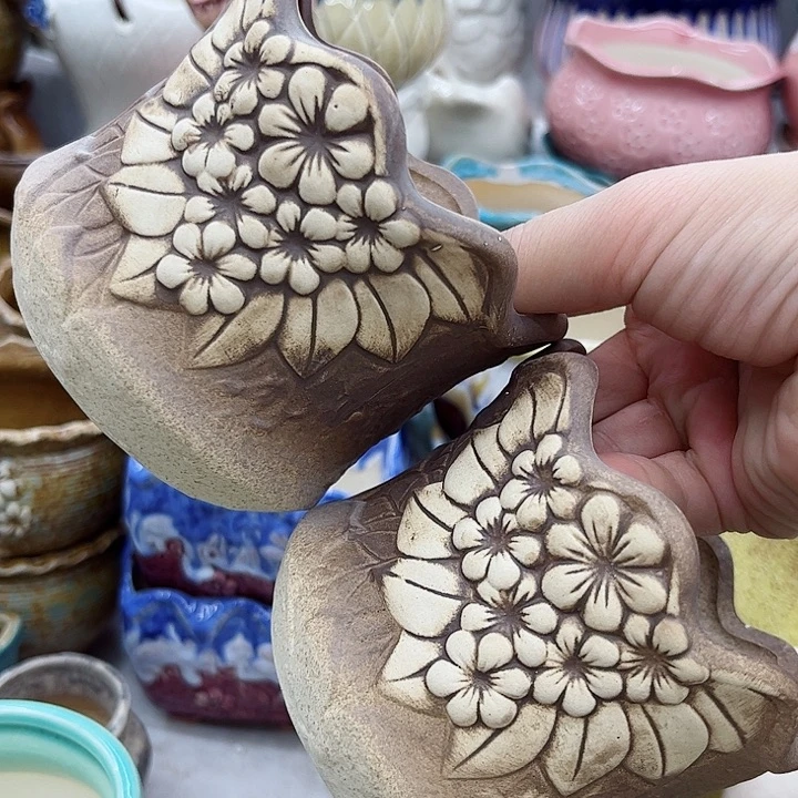 多肉绿植陶瓷花盆9.9包邮，有孔