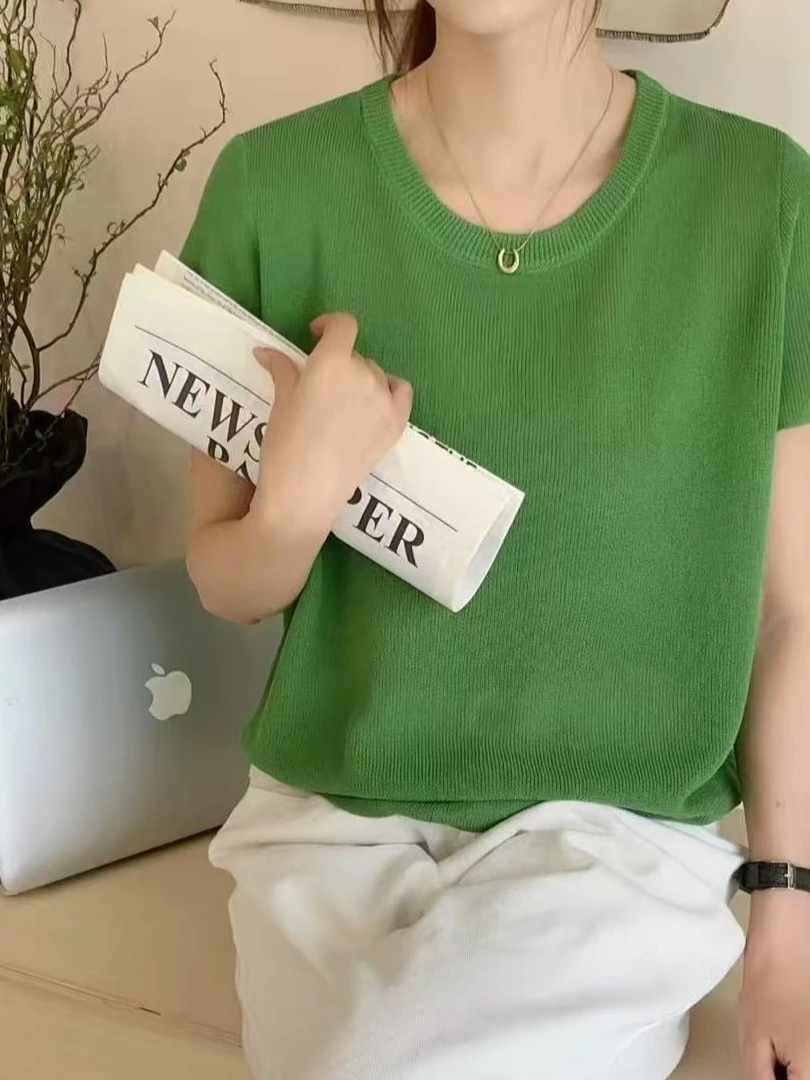 小潘-韩系針织衫（601-650）5/31 毛衣上衣反季夏季短袖气质