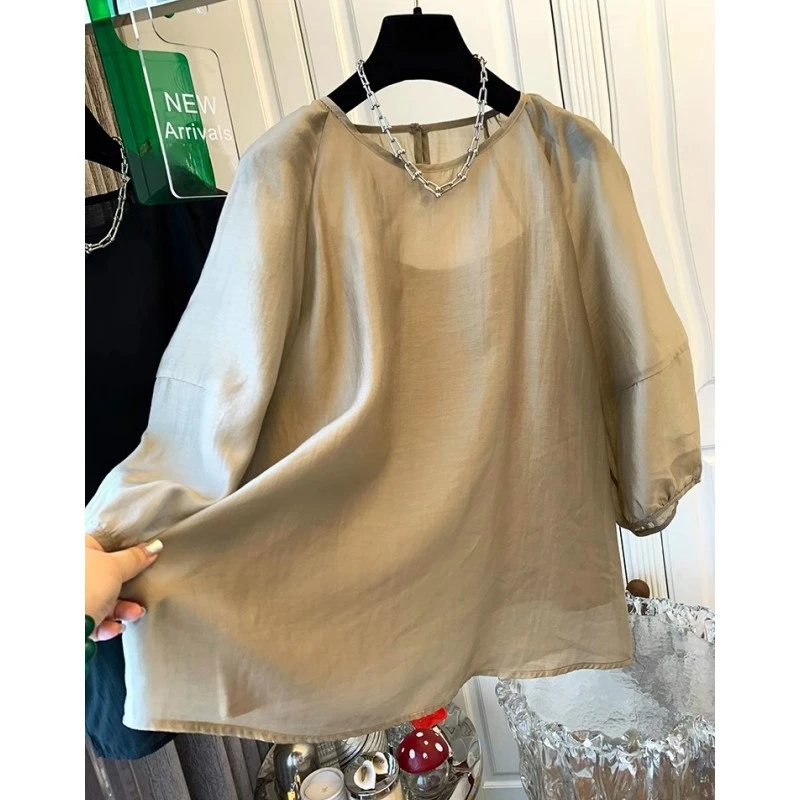 气质泡泡袖衬衫上衣女吊带背心宽松休闲设计感小众2025春夏季新款