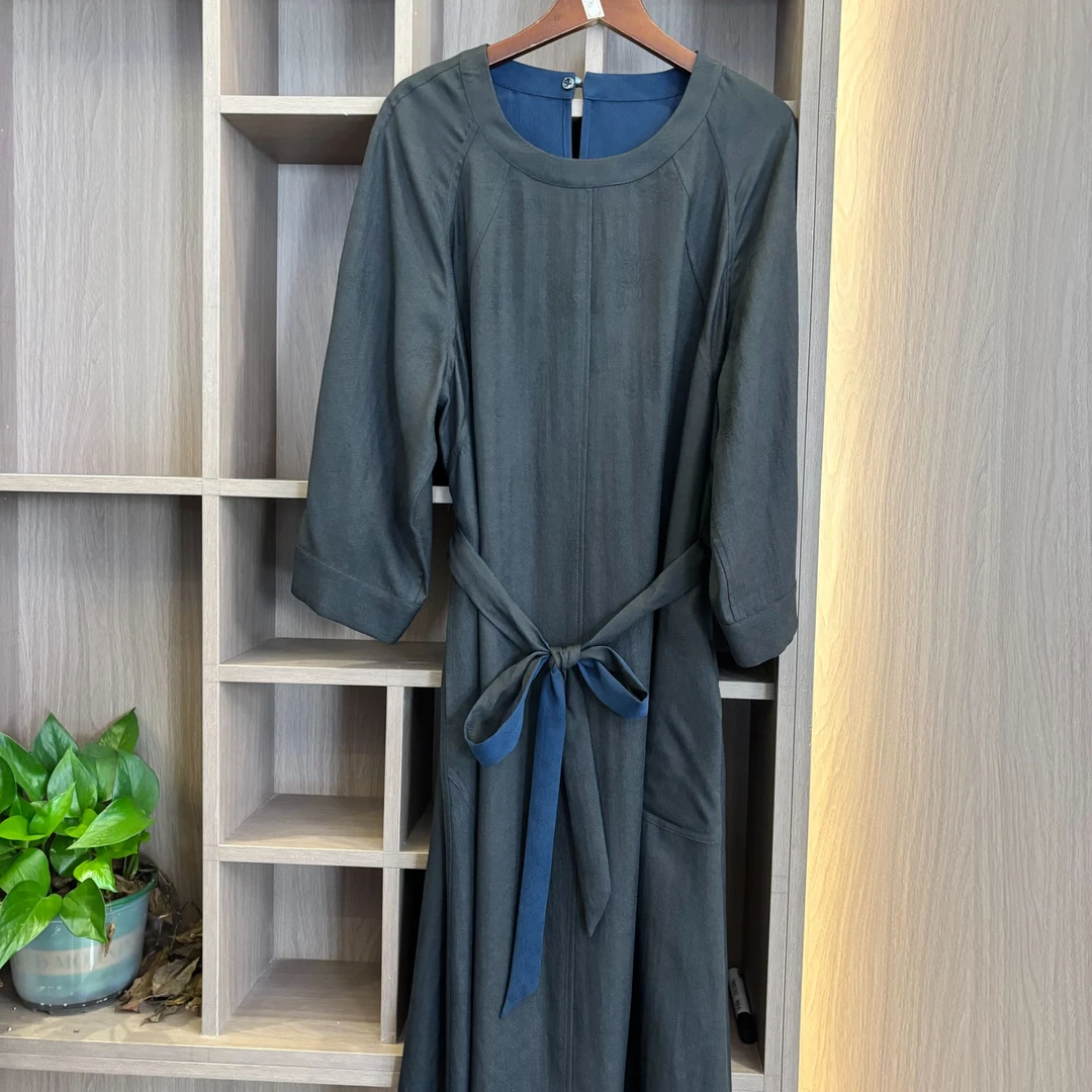 陌妆新款百搭桑蚕丝连衣裙孤品T189