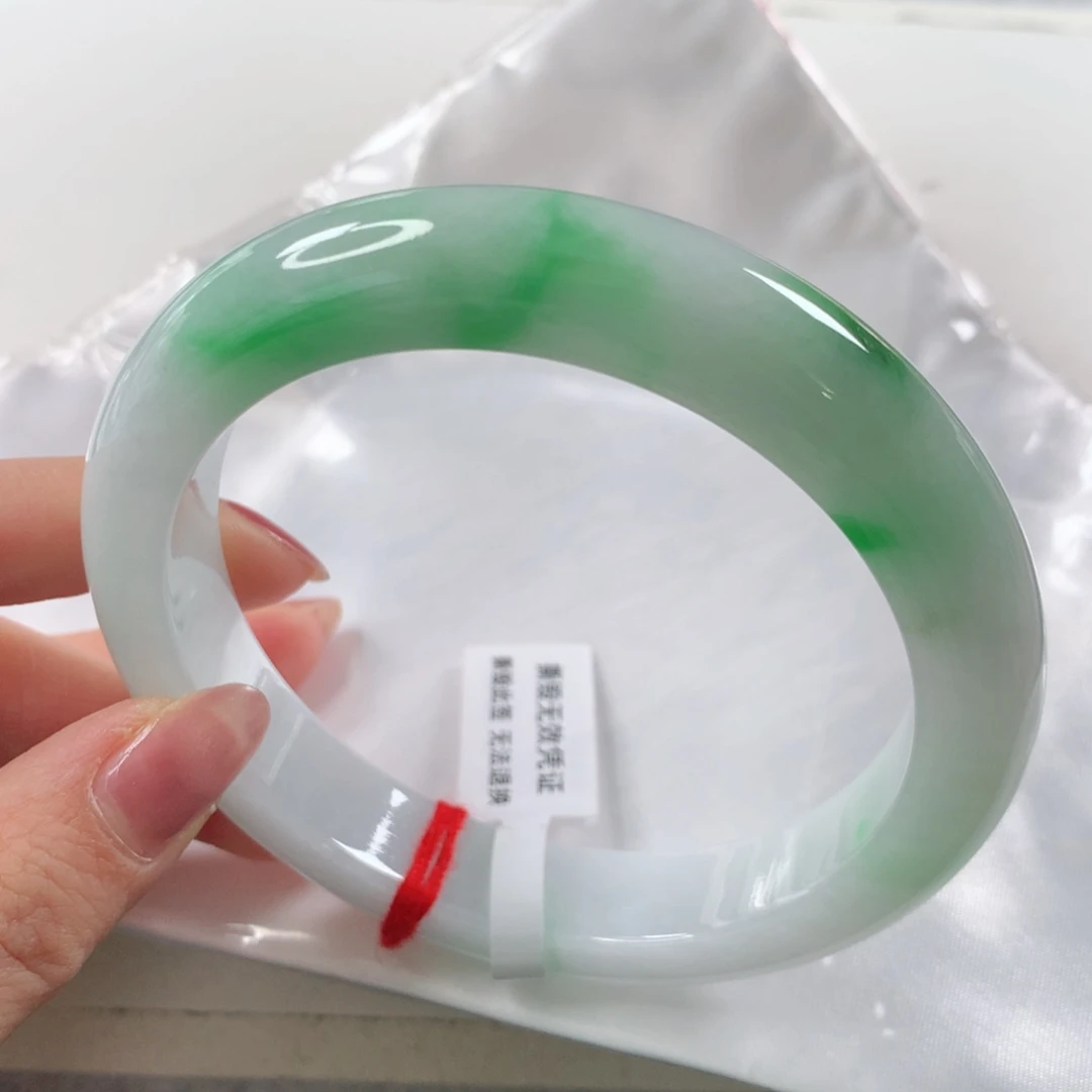 未镶嵌手镯翡翠 正圈279白底青推荐65圈