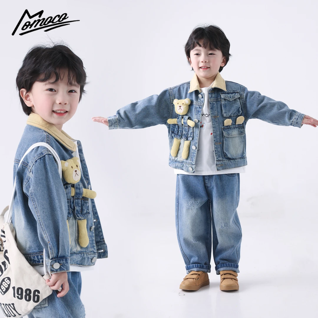 MOMOCO2025款春季男童潮流玩偶牛仔外套77130134001