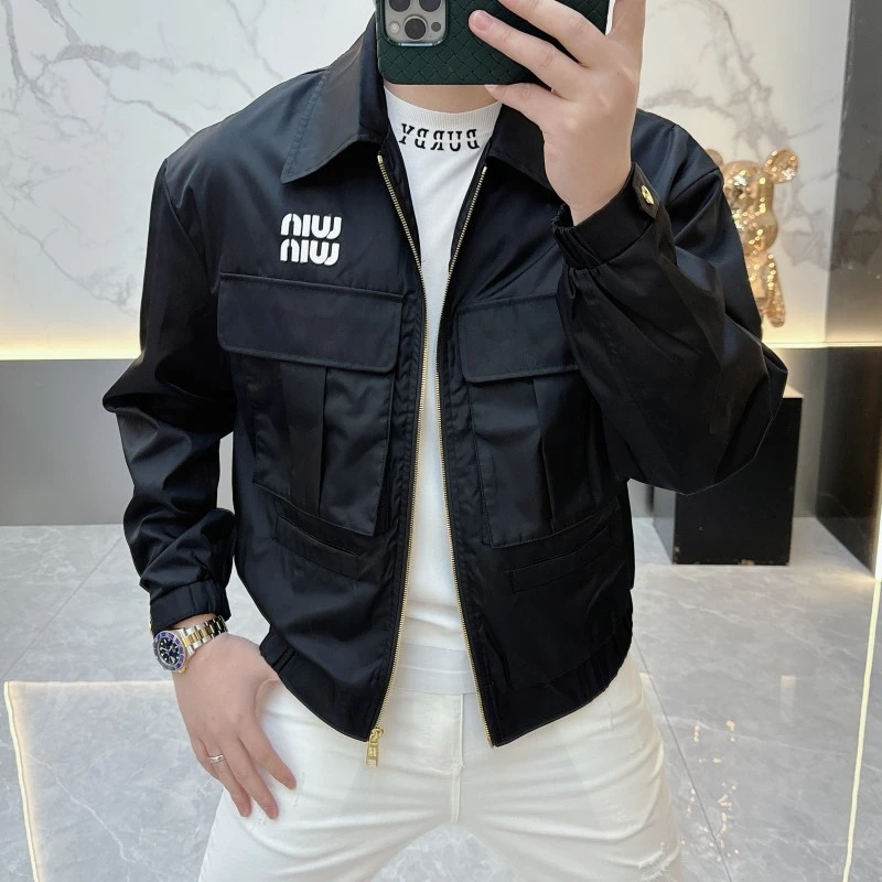 冰希轻奢.欧货潮牌男士翻领夹克休闲百搭字母帅外套2025春季新款