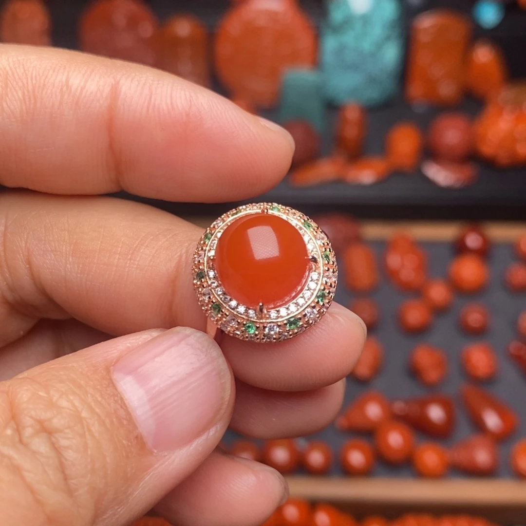 南红玛瑙配饰未镶嵌戒指