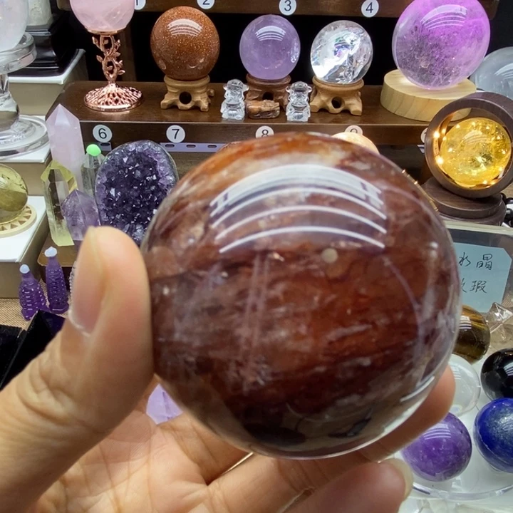 水晶摆件未镶嵌天然红胶花球