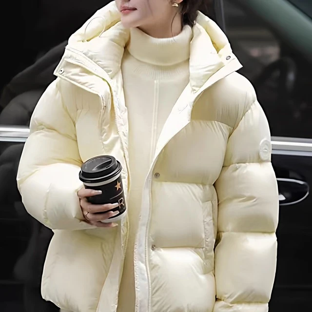 2025冬装新款女小个子连加厚帽羽绒服白鸭绒短款面包服外套保暖