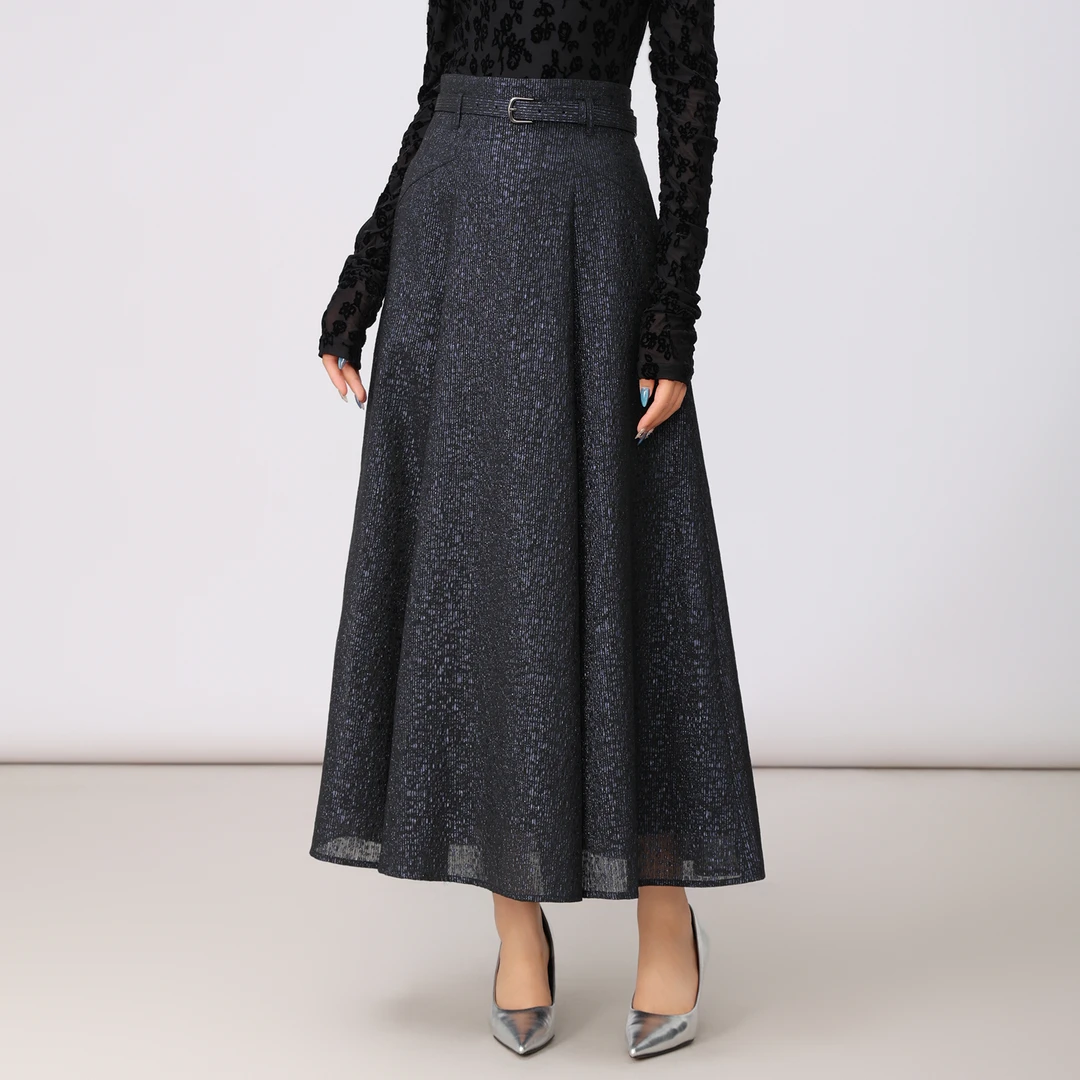 AMASS/阿玛施秋季百搭气质高腰中长款显瘦半身裙(附腰带)5200444