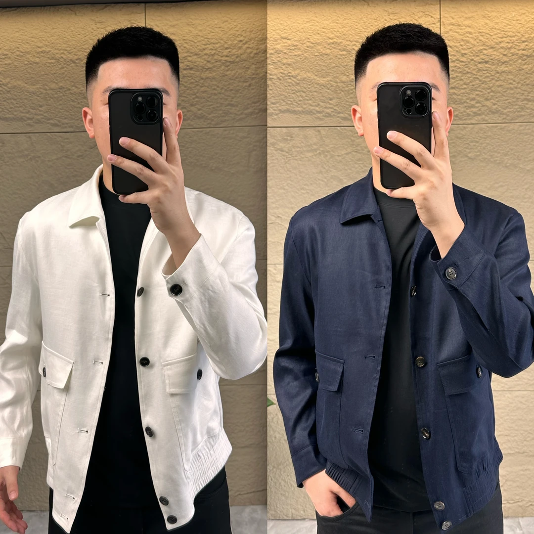 【态度·YN】6822男士“轻奢”亚麻混纺翻领夹克外套