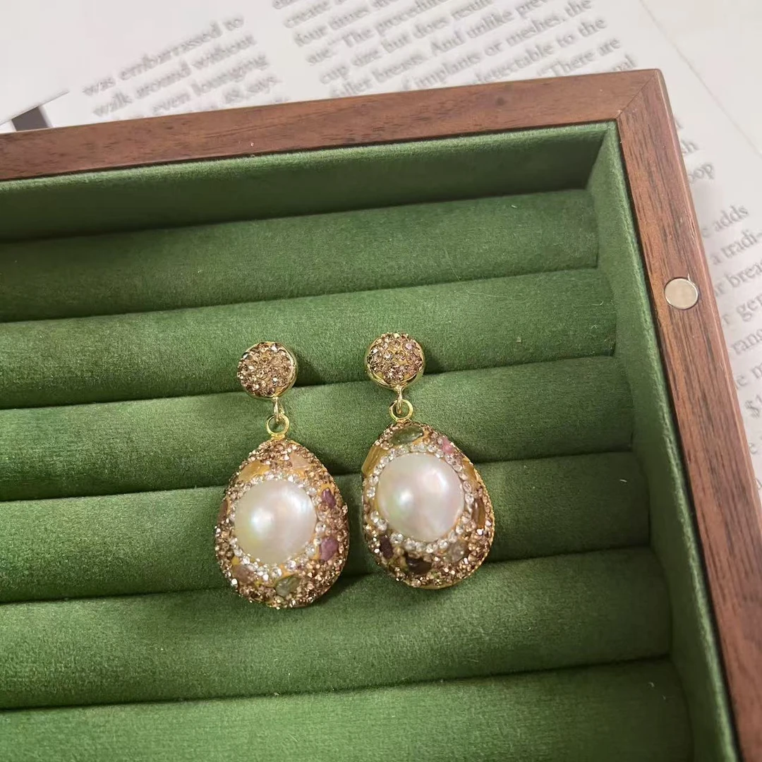 铜合金合成锆石耳饰 复古毛衣链轻奢高级感重工长款项链2025新款