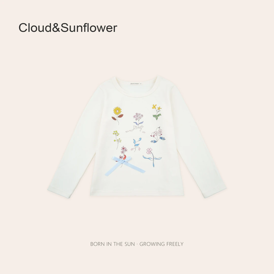 女童春季蝴蝶向日葵圆领休闲卫衣251238