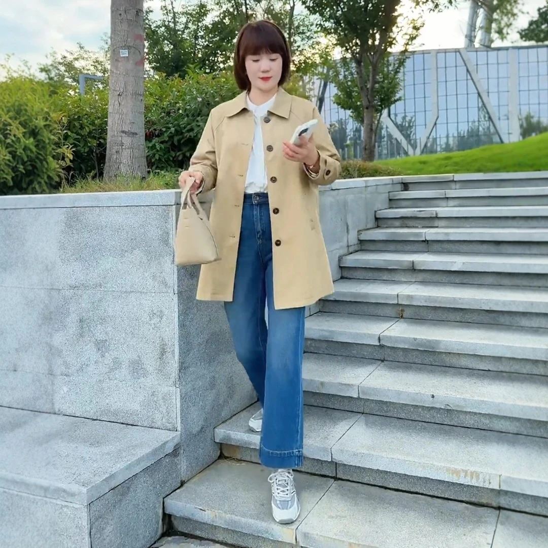 正品高端时尚英伦风中长款风衣外套女装2025秋季小个子洋气上衣