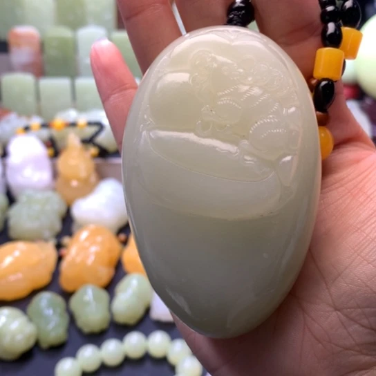 石材方解石手把件