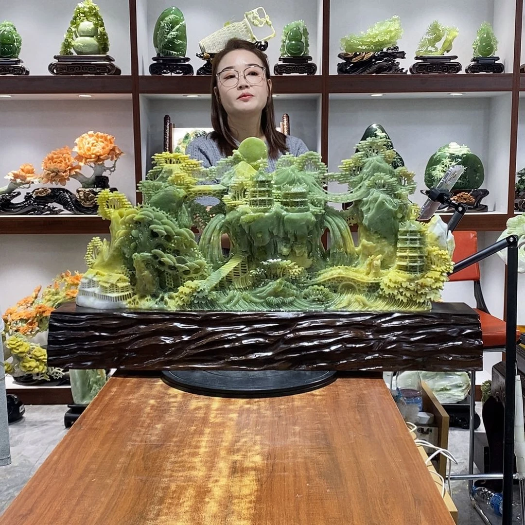 托***客玉山水摆件 玄关摆件