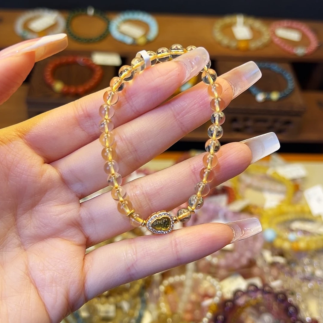 水晶手链银S925镶嵌黄6500