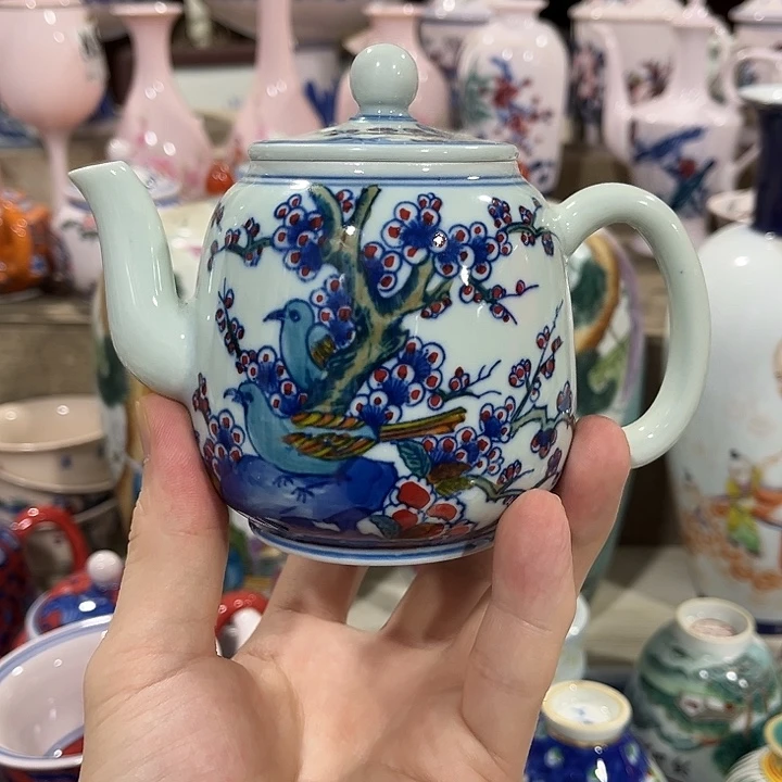 摆件朱*刚景德镇陶瓷茶壶。绿。