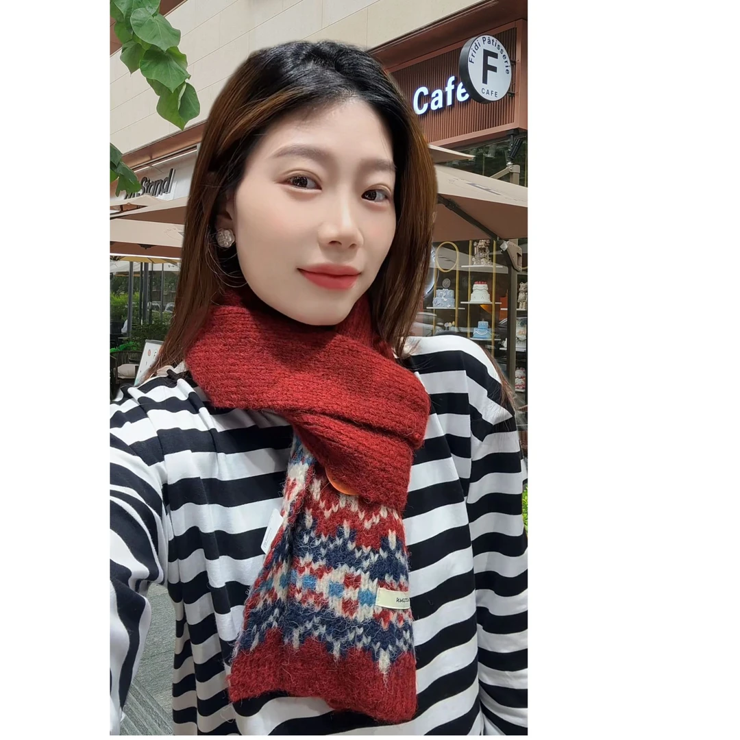 时尚提花针织围巾不掉色保暖几何图案波西米亚风女秋冬新款加厚