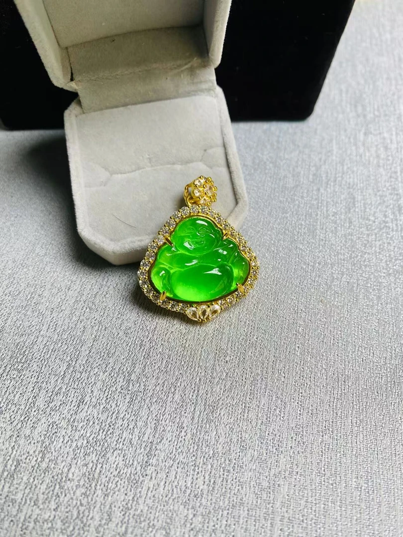吊坠 C36满绿金色中号佛公吊坠