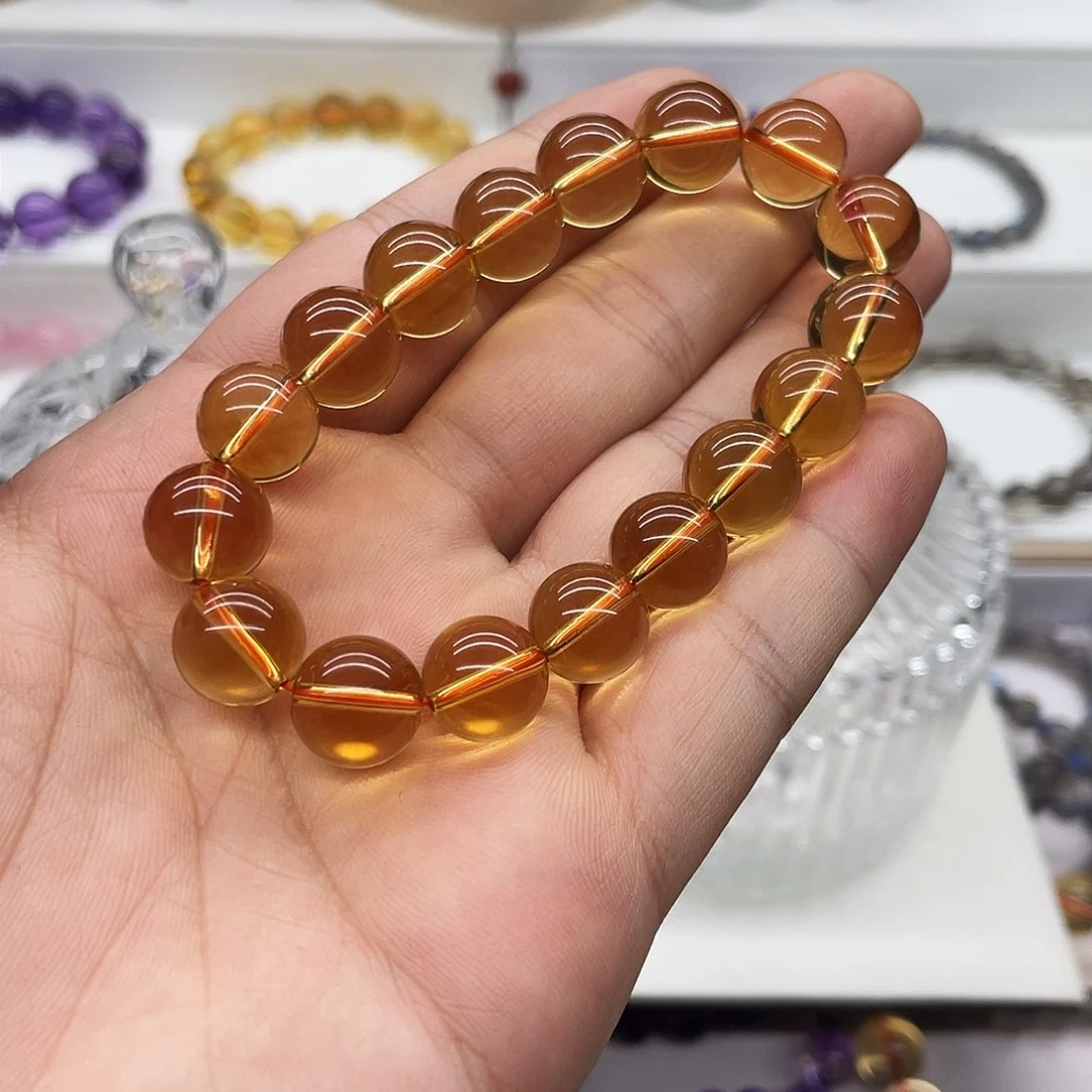 水晶手链未镶嵌纯天然巴西暴力黄手串