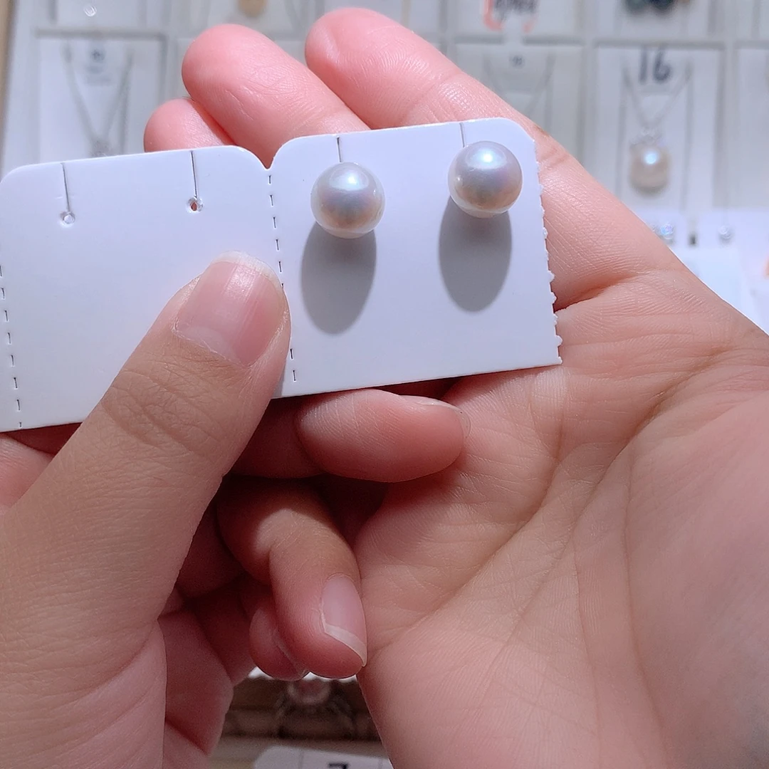 淡水珍珠银S925镶嵌耳饰CC10.5mm