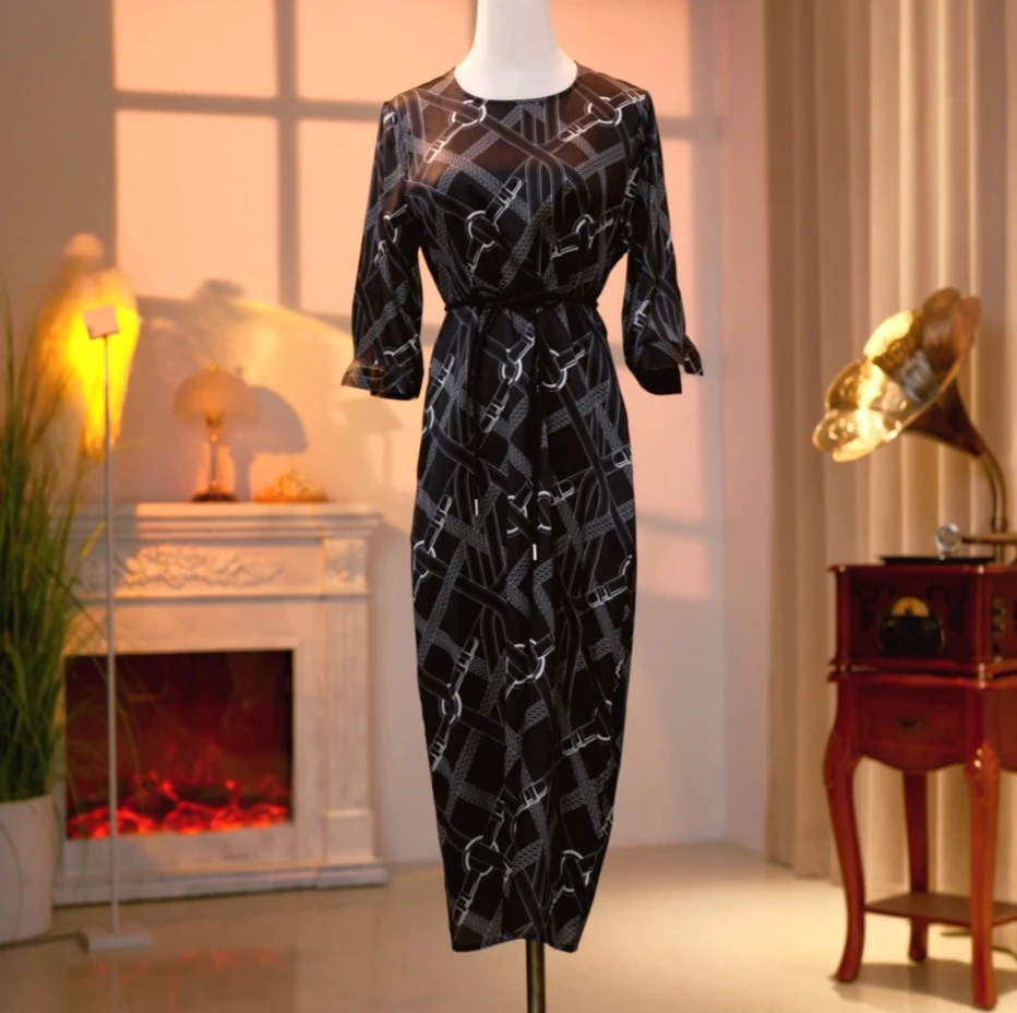 桑蚕丝高定时尚气质减龄优雅连衣裙  250166