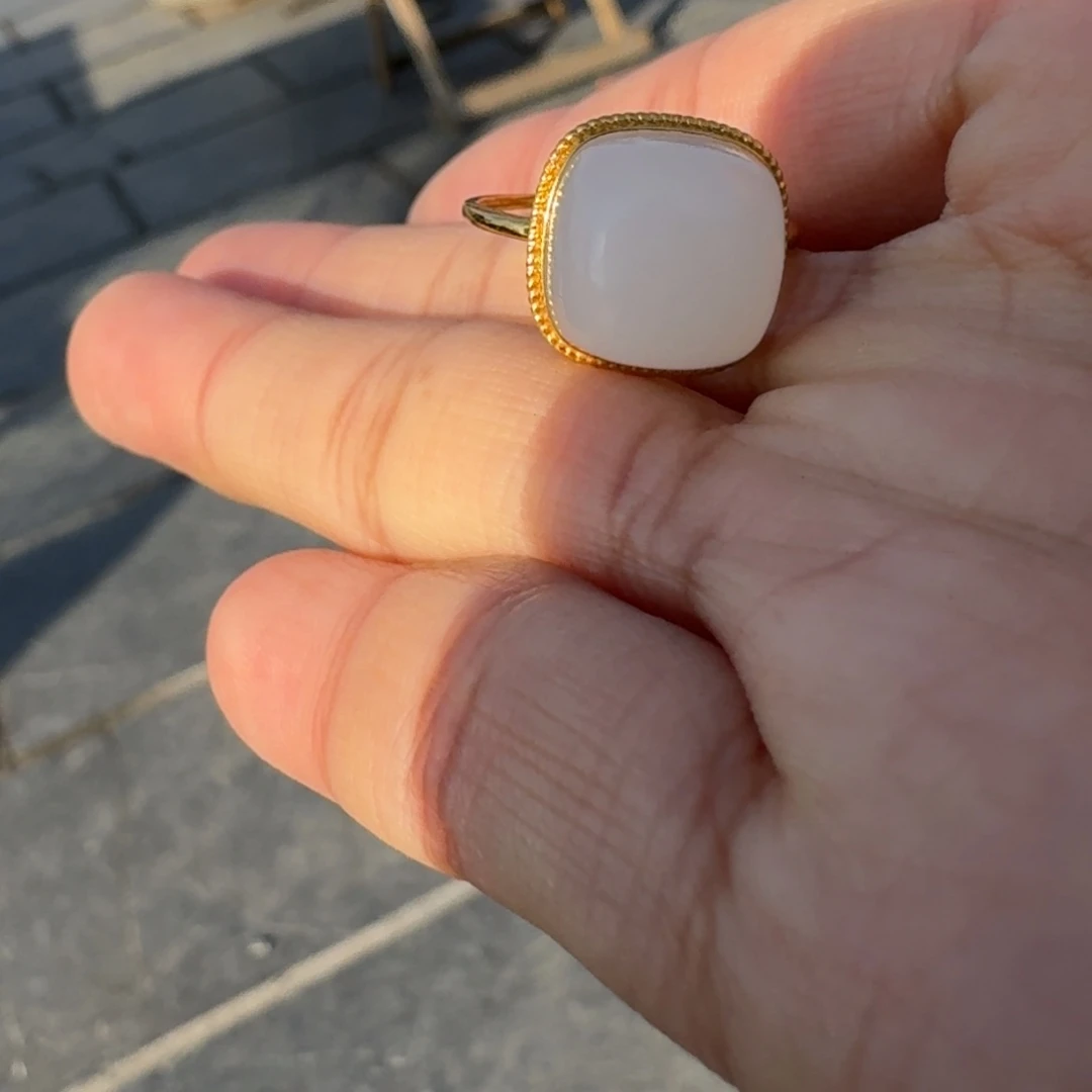 和田玉颈饰18K金镶嵌俄料白玉戒指TZ多样性拍一发一