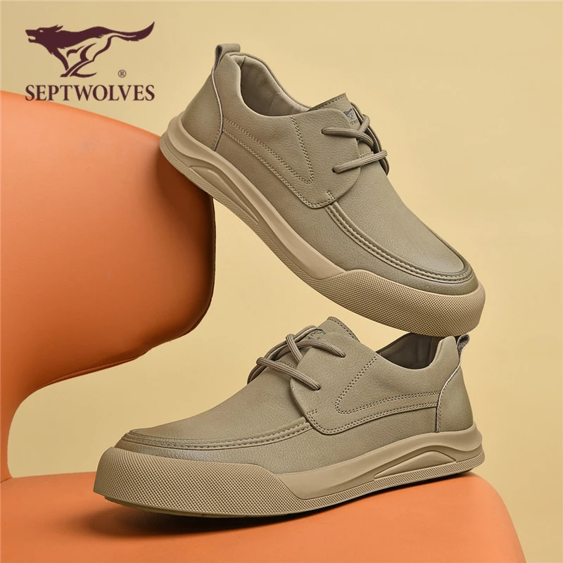 七匹狼正品男鞋2025新款秋季商务休闲皮鞋复古英伦板鞋上班通勤鞋