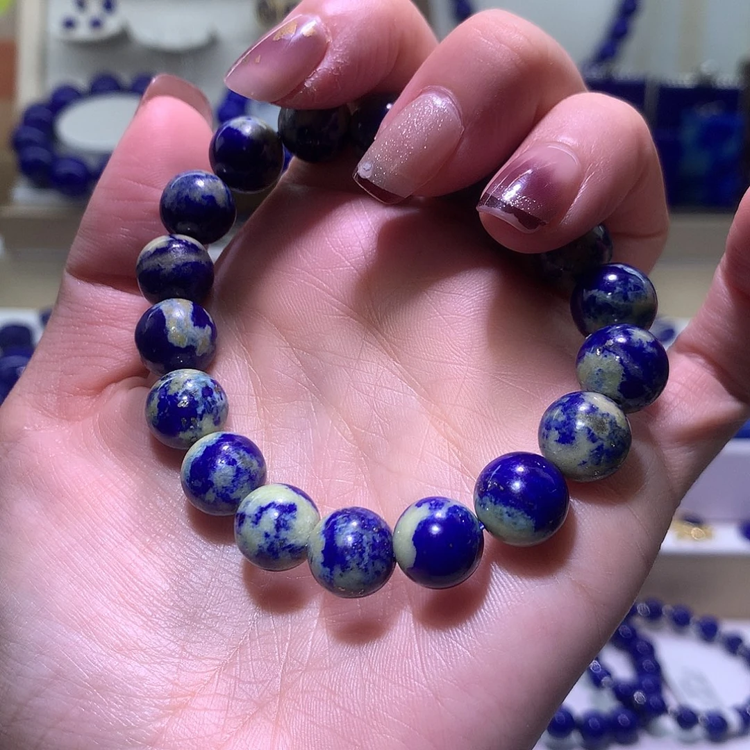 青金石未镶嵌天然原矿玉化料圆珠手串1 1 m +