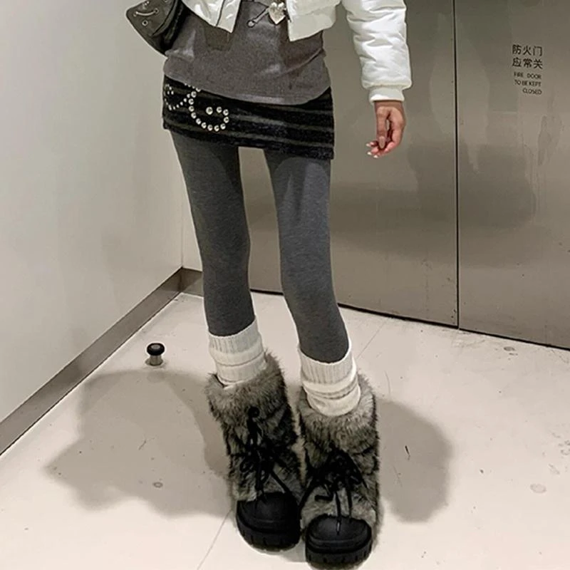 千禧冰岛厚底毛毛靴中筒皮毛一体雪地靴女款2025新款冬季加绒棉鞋