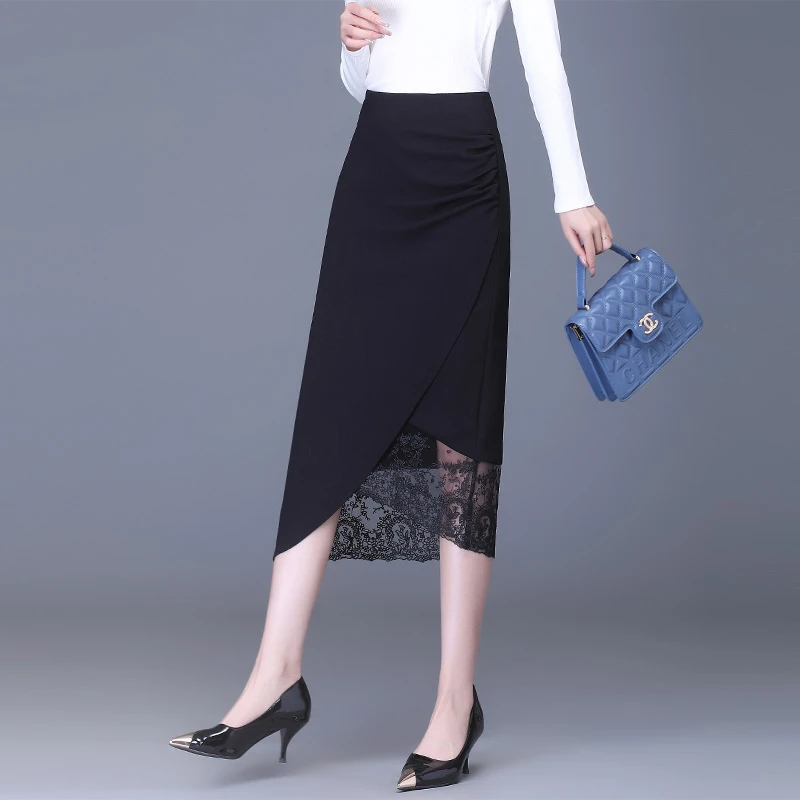 不规则半身裙女春夏2025新款高腰显瘦中长款通勤直筒包臀裙一步裙