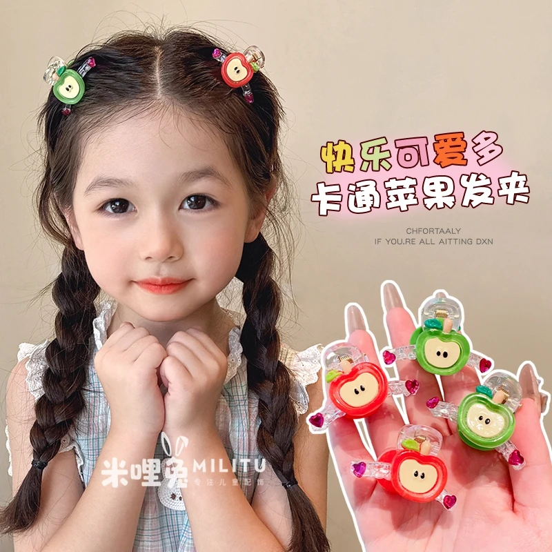 夏季可爱红苹果卡通儿童抓夹发饰小女孩半扎发发卡头饰女童小发夹