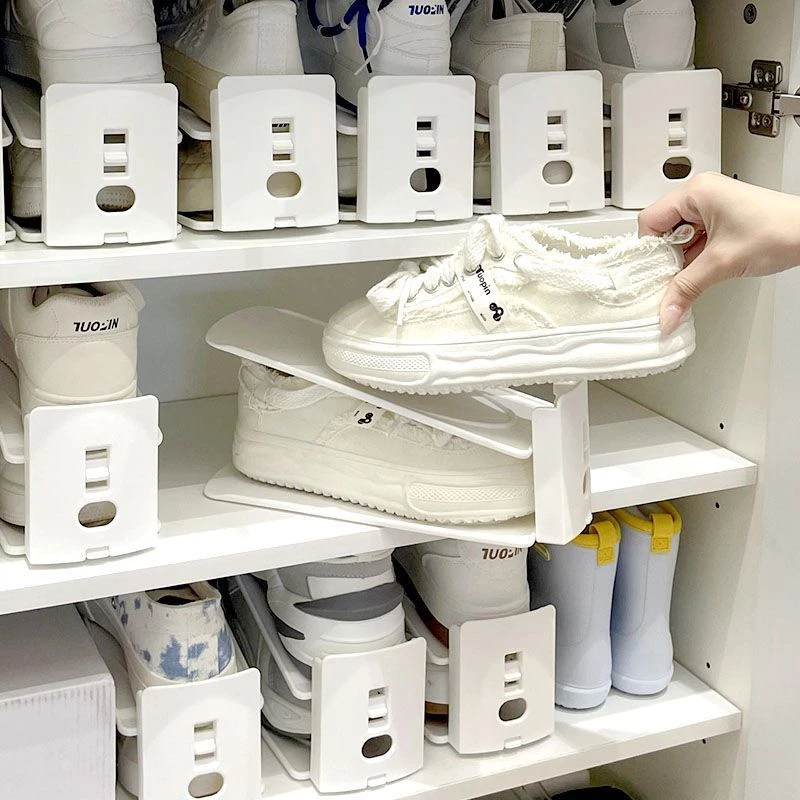 加厚双层可调节鞋托架子家用入户鞋柜收纳神器宿舍折叠式置物鞋架
