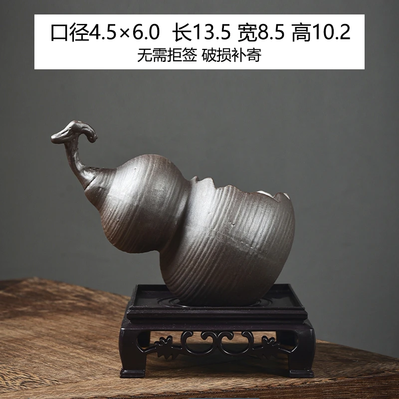 菩陶堂157陶瓷花盆新中式室内盆景花盆家用高端透气带底座陶瓷盆