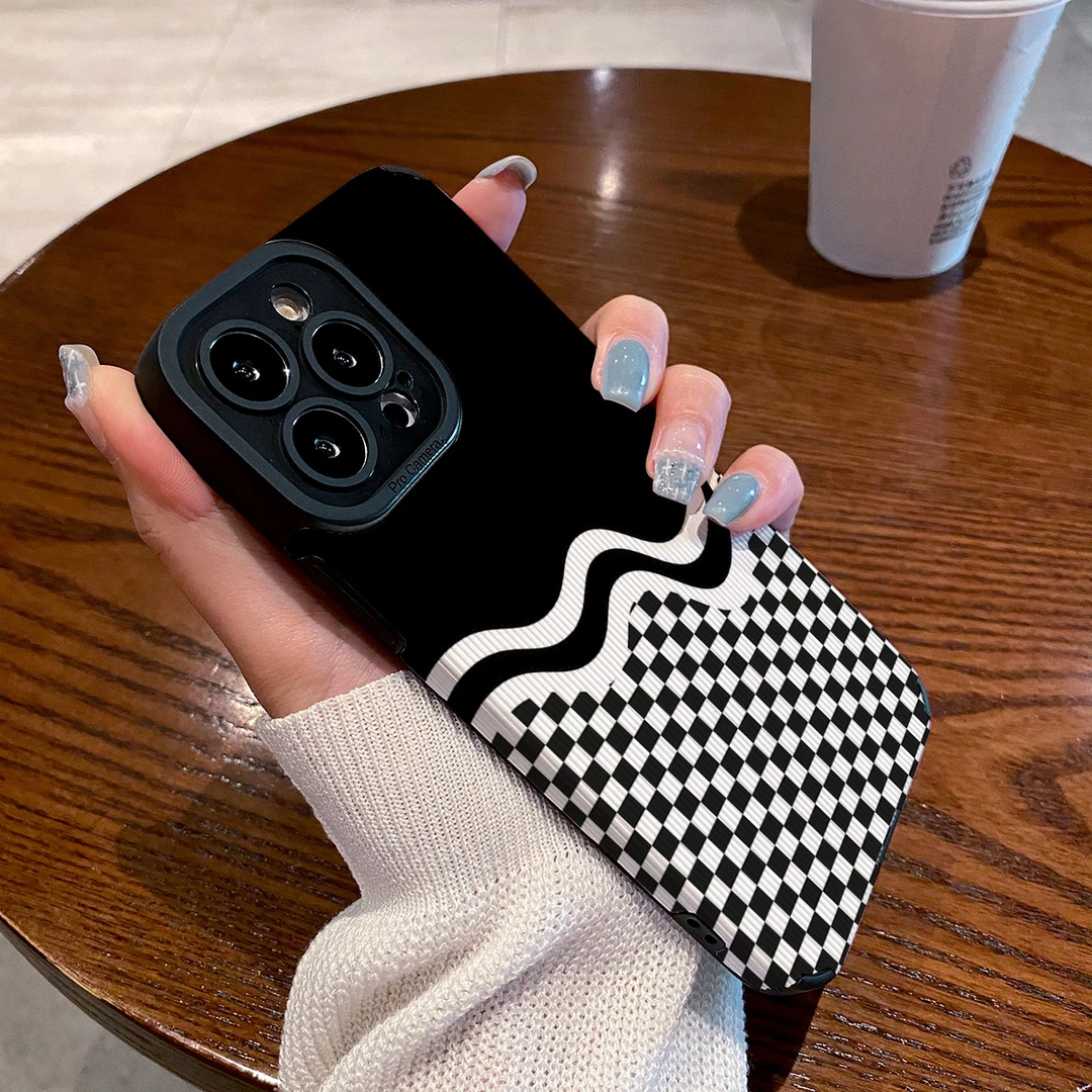 格子线条适用华为pura80手机壳mate70新款p70皮纹硅胶60防摔外壳