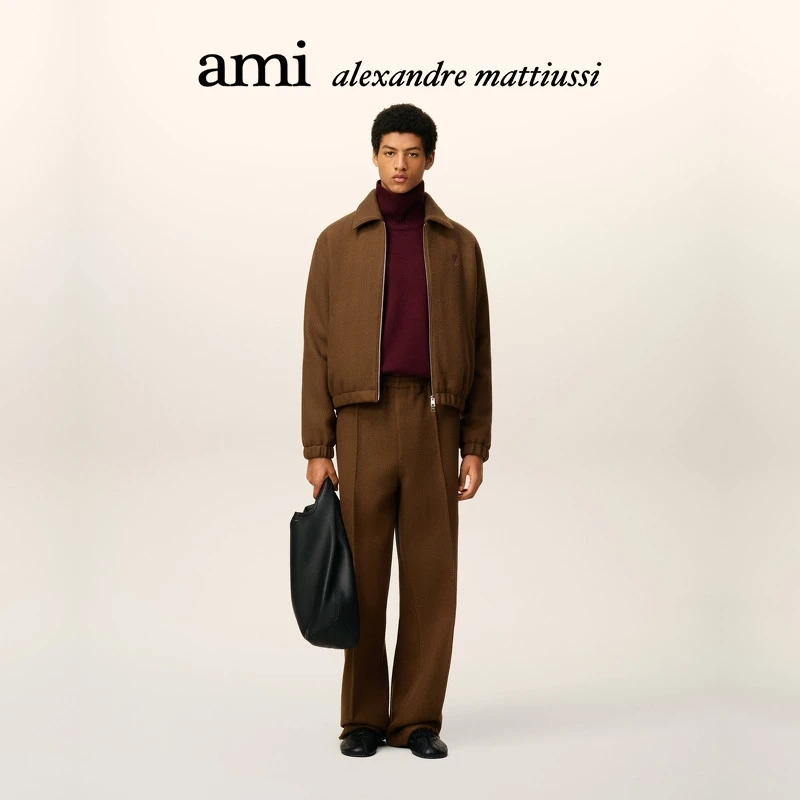 【季中甄选】Ami Paris 男士金棕色ADC羊毛华达呢夹克