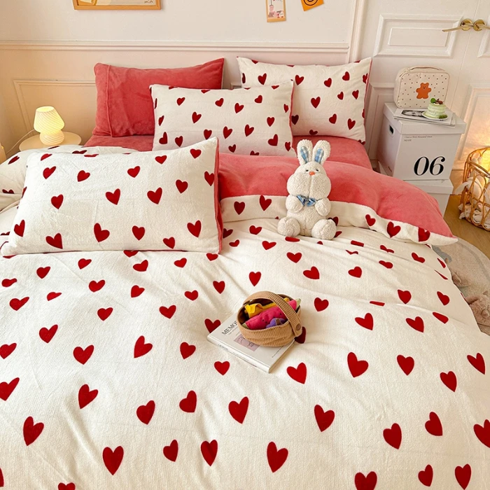 2025新款A类清新风加绒加厚保暖双面绒可机洗牛奶绒四件套