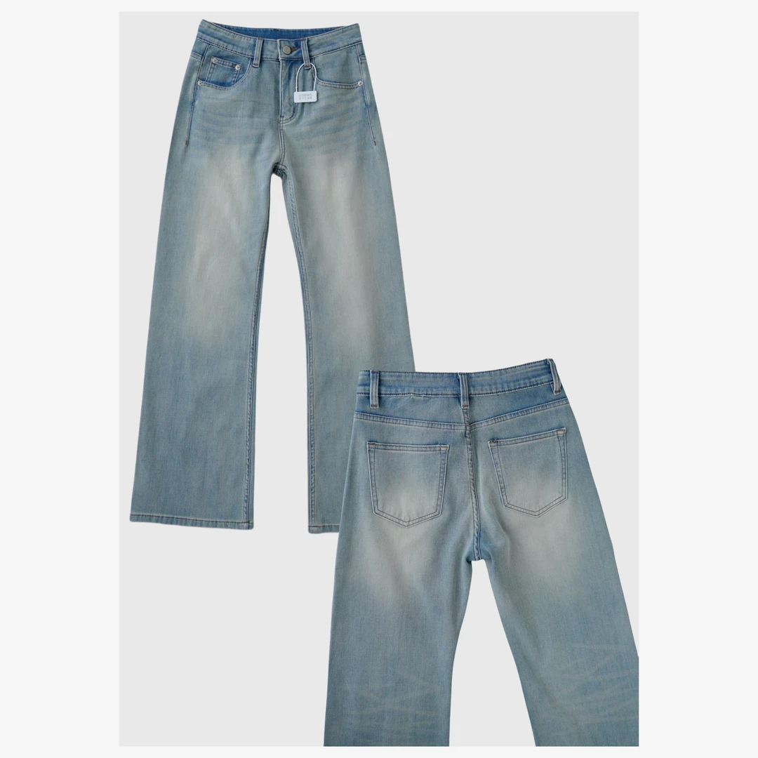 四面弹夏季薄款无痕长腿微微小喇叭牛仔裤