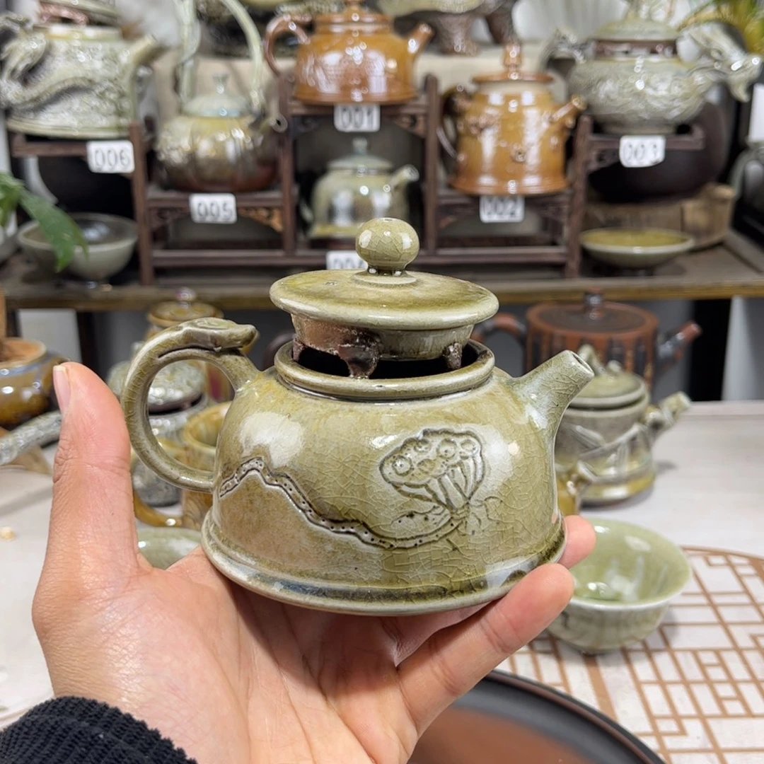 180cc白泥柴烧微瑕半月壶