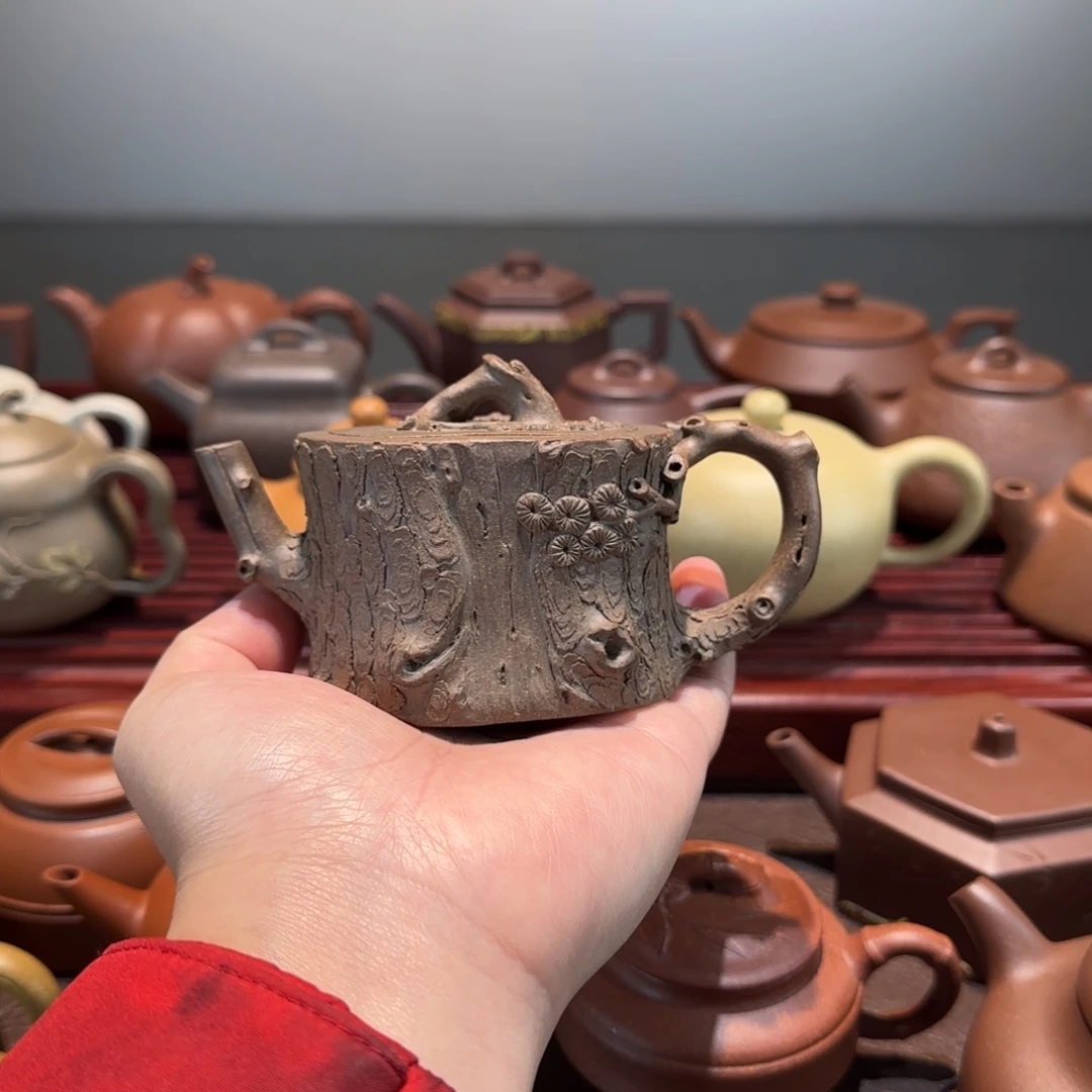 紫砂茶壶楚*青段松桩壶