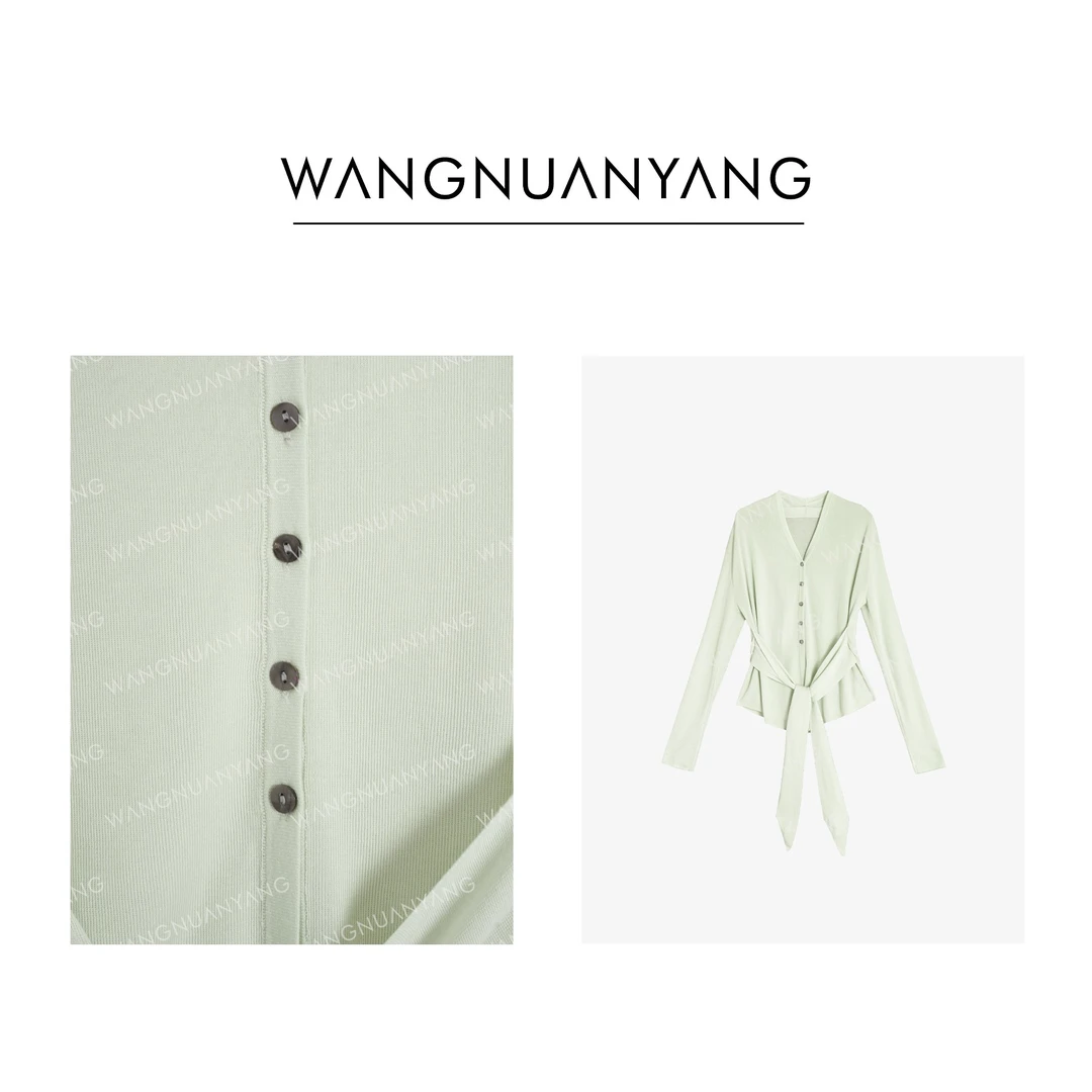 【WNY】合欢|设计感收腰绑带款气质小开衫针织上衣