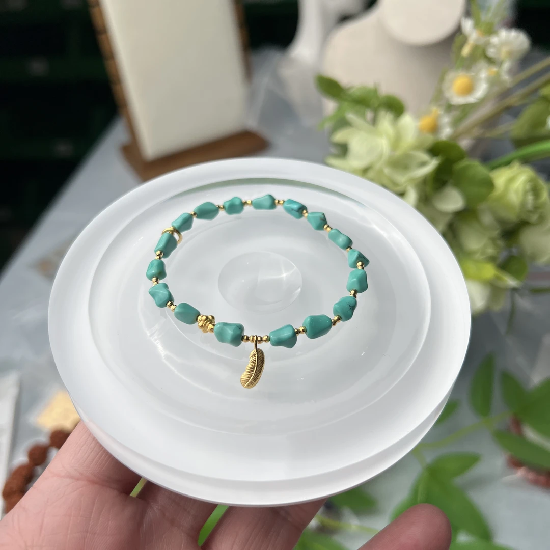 高品质绿松石随型手串配件18K金