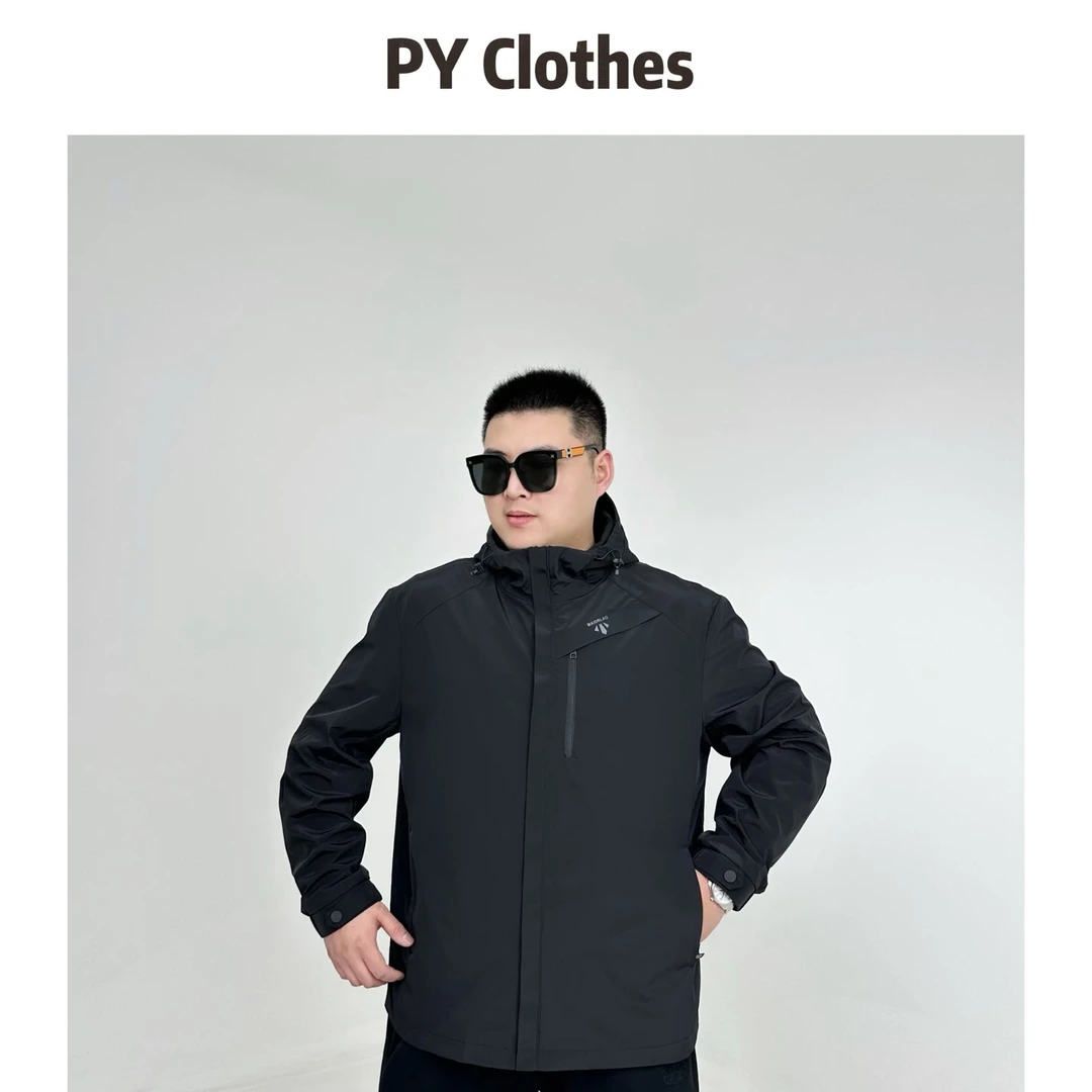 胖语大码男装 2025秋季新款百搭定制户外软壳休闲连帽外套88609#S
